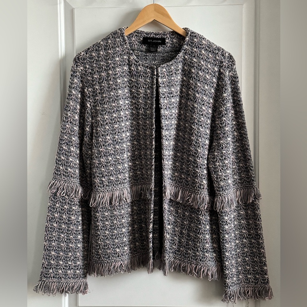 St. John Tweed Fringed Jacket